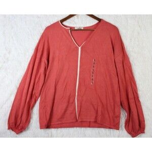 Isela Women Sweater Small Pink Soft Jersey Knit V Neck Everyday NWT Coquette